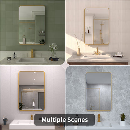 TaiMei 24 in. W x 36 in. H Vertical / Horizontal Rectangular Aluminum Framed Wall Mirror SM2436-BG-12