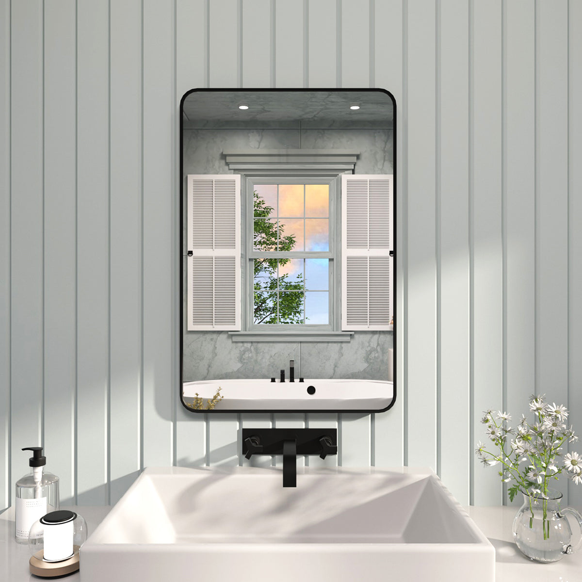 FMNP TaiMei 24 in. W x 36 in. H Rectangular Framed Wall Bathroom Vanity Mirror Matte Black SM2436-BL-01_48192b01-4e0f-48ad-857b-2d27cbd730e6