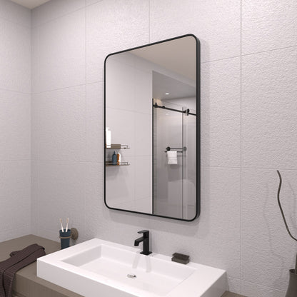 TaiMei 24 in. W x 36 in. H Vertical / Horizontal Rectangular Aluminum Framed Wall Mirror SM2436-BL-02