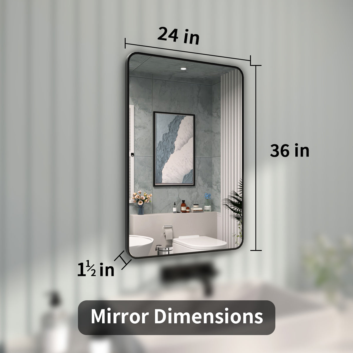 FMNP TaiMei 24 in. W x 36 in. H Rectangular Framed Wall Bathroom Vanity Mirror SM2436-BL-04_4f6fd6c0-4e03-4cec-84df-465164521b7b