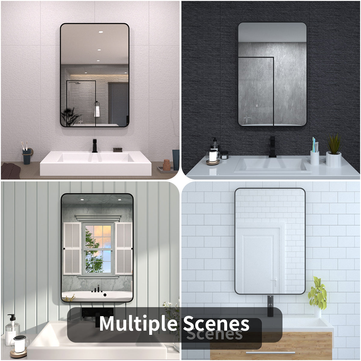 FMNP TaiMei 24 in. W x 36 in. H Rectangular Framed Wall Bathroom Vanity Mirror SM2436-BL-13_ac450a8c-6578-4b84-a70b-3a1390a921ba