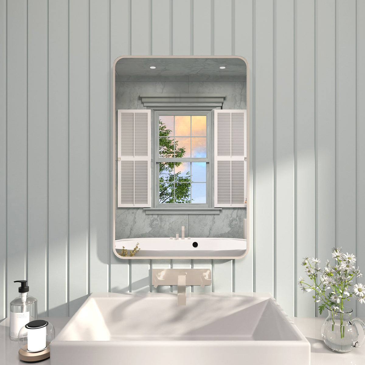 FMNP TaiMei 24 in. W x 36 in. H Rectangular Framed Wall Bathroom Vanity Mirror Brushed Nickel SM2436-BN-01_cc729c65-bad3-4011-9471-080a4ad61da7