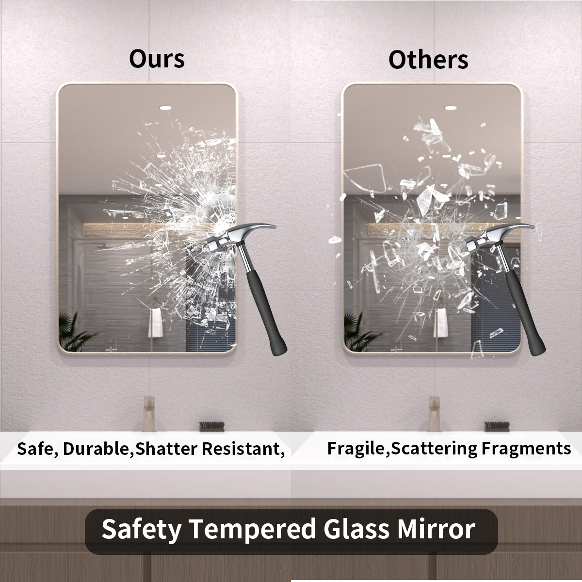 TaiMei 24 in. W x 36 in. H Vertical / Horizontal Rectangular Aluminum Framed Wall Mirror SM2436-BN-07