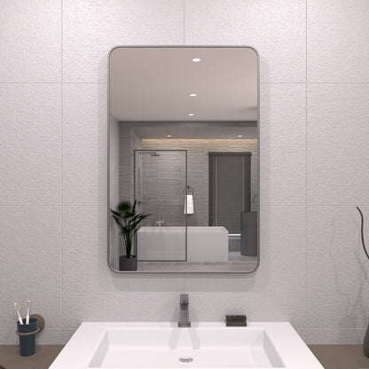 TaiMei 24 in. W x 36 in. H Vertical / Horizontal Rectangular Aluminum Framed Wall Mirror Gun Grey SM2436-GY-01_5320625f-c3e6-47dc-ae4e-c38357c25280