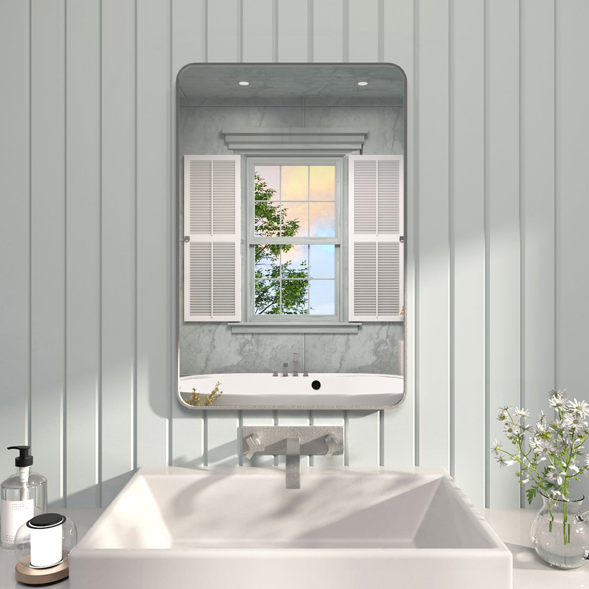 FMNP TaiMei 24 in. W x 36 in. H Rectangular Framed Wall Bathroom Vanity Mirror Gun Grey SM2436-GY-01_c28f0c5f-f84b-4f2c-8050-bccdf71da521