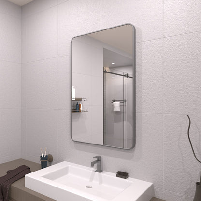 TaiMei 24 in. W x 36 in. H Vertical / Horizontal Rectangular Aluminum Framed Wall Mirror SM2436-GY-02