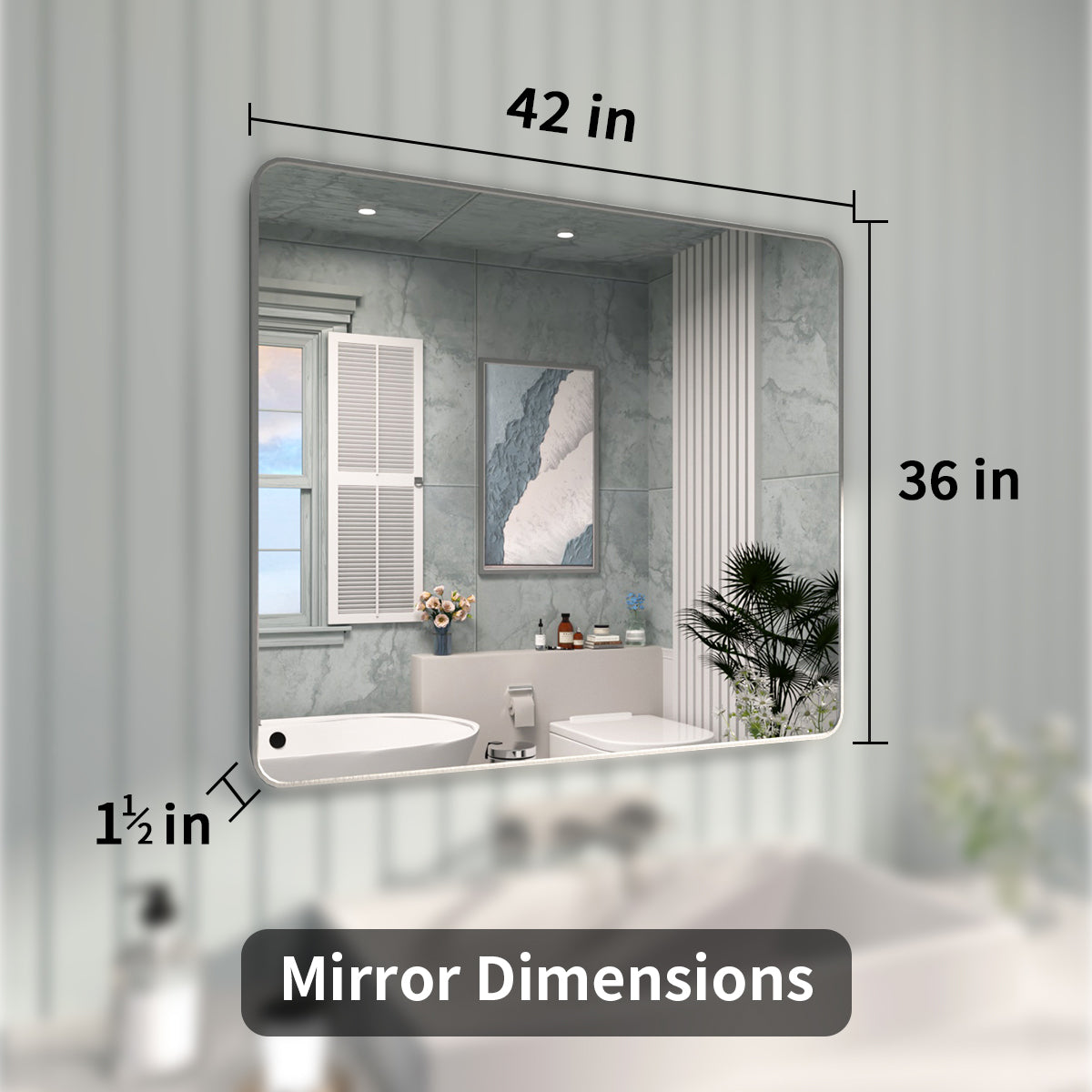 FMNP TaiMei 42 in. W x 36 in. H Rectangular Framed Wall Bathroom Vanity Mirror SM2436-GY-04_55bf85be-1c6d-4960-a9ac-4c1722ebac57