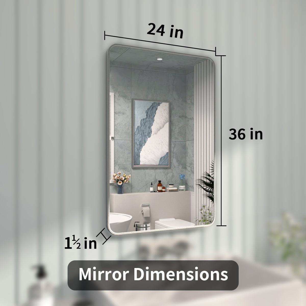 FMNP TaiMei 24 in. W x 36 in. H Rectangular Framed Wall Bathroom Vanity Mirror SM2436-GY-04_88e5428e-86f9-47c6-abc8-1e30e45619f9