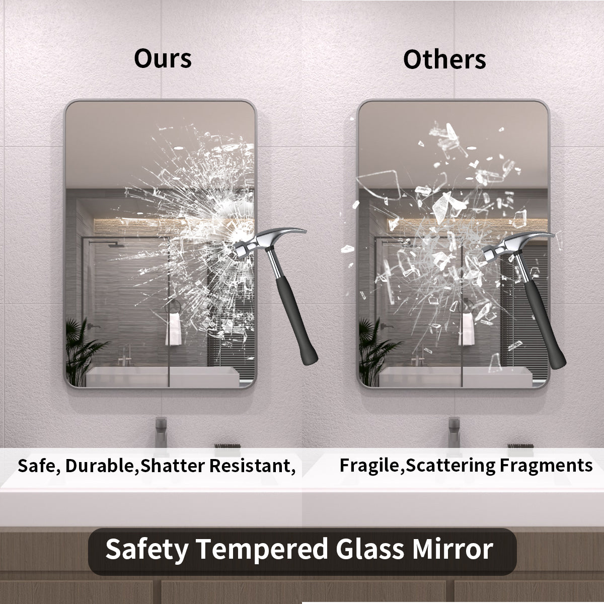 TaiMei 24 in. W x 36 in. H Vertical / Horizontal Rectangular Aluminum Framed Wall Mirror SM2436-GY-07