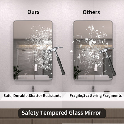 TaiMei 24 in. W x 36 in. H Vertical / Horizontal Rectangular Aluminum Framed Wall Mirror SM2436-GY-07