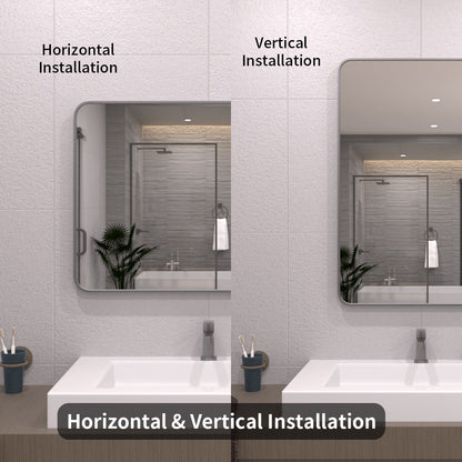TaiMei 24 in. W x 36 in. H Vertical / Horizontal Rectangular Aluminum Framed Wall Mirror SM2436-GY-08