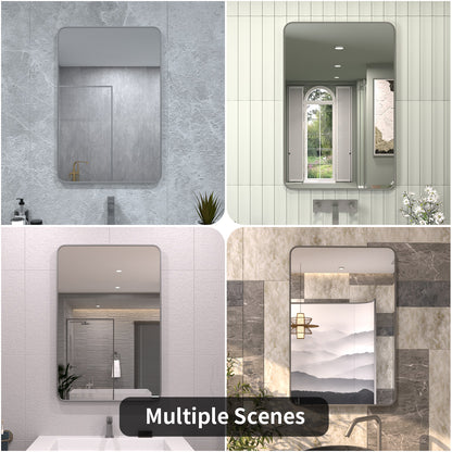 TaiMei 24 in. W x 36 in. H Vertical / Horizontal Rectangular Aluminum Framed Wall Mirror SM2436-GY-12
