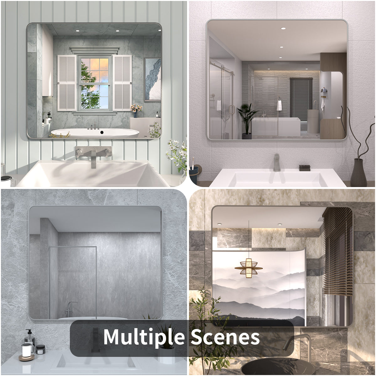 FMNP TaiMei 42 in. W x 36 in. H Rectangular Framed Wall Bathroom Vanity Mirror SM2436-GY-12_7d237838-4699-4c3c-9de3-32f6ac244090