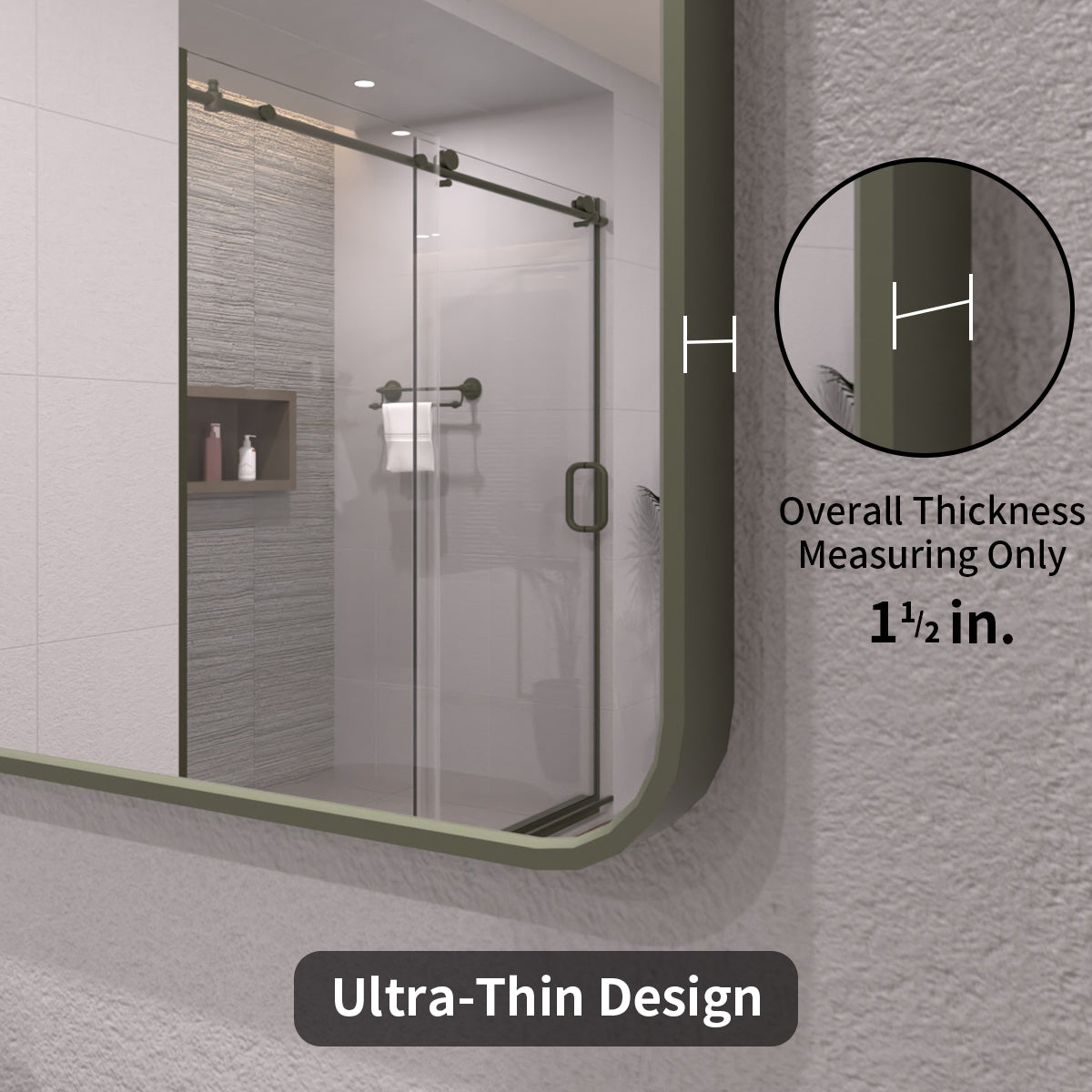 TaiMei 24 in. W x 36 in. H Vertical / Horizontal Rectangular Aluminum Framed Wall Mirror SM2436-MG-06