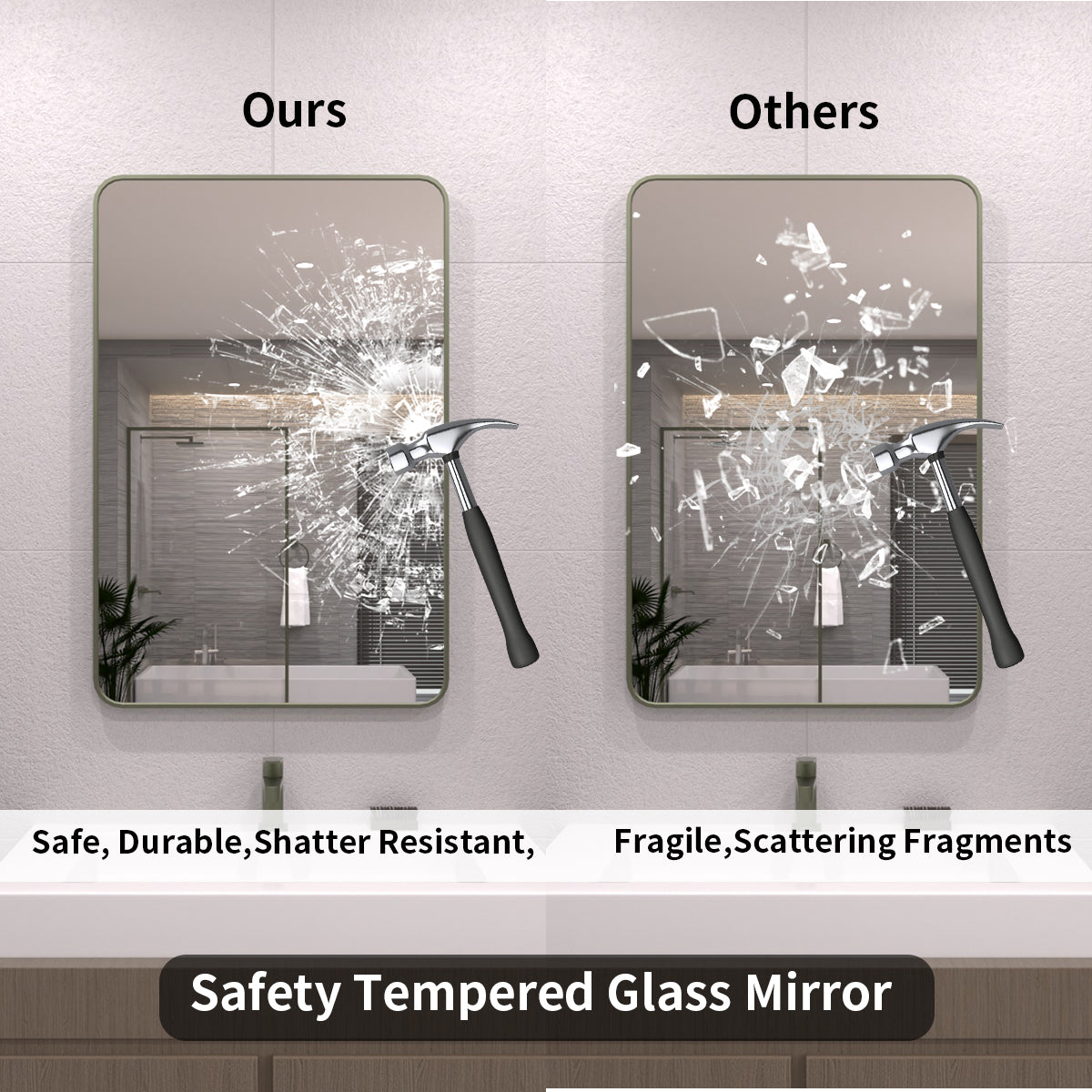 TaiMei 24 in. W x 36 in. H Vertical / Horizontal Rectangular Aluminum Framed Wall Mirror SM2436-MG-08