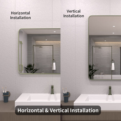 TaiMei 24 in. W x 36 in. H Vertical / Horizontal Rectangular Aluminum Framed Wall Mirror SM2436-MG-09