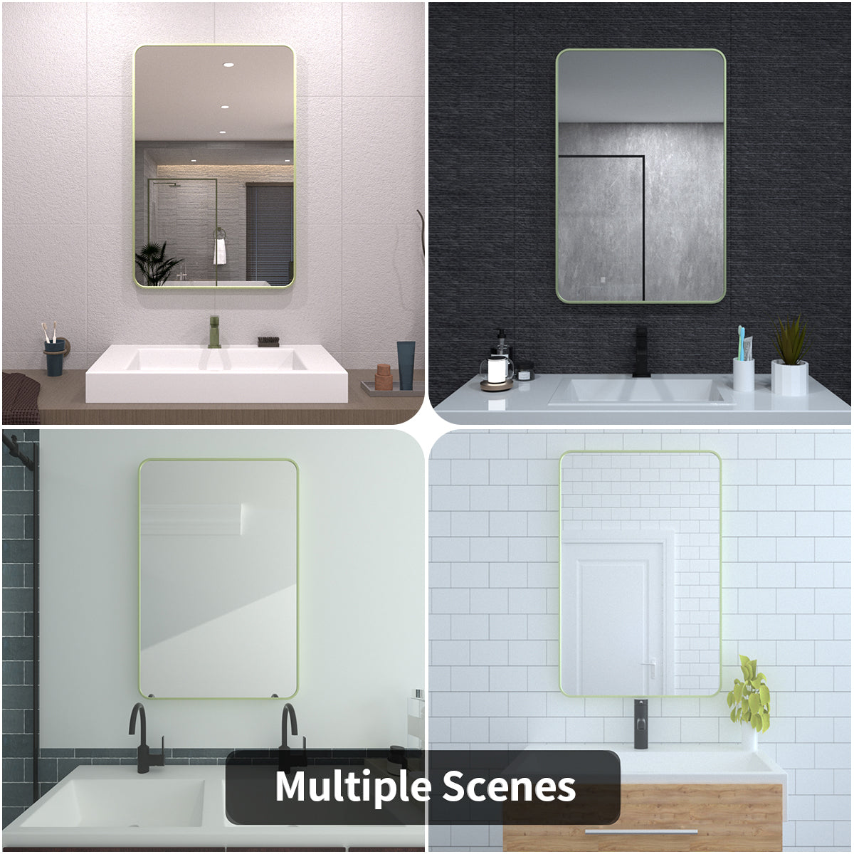 TaiMei 24 in. W x 36 in. H Vertical / Horizontal Rectangular Aluminum Framed Wall Mirror SM2436-MG-13