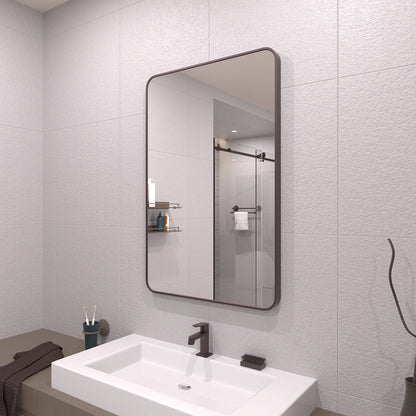 TaiMei 24 in. W x 36 in. H Vertical / Horizontal Rectangular Aluminum Framed Wall Mirror SM2436-ORB-02