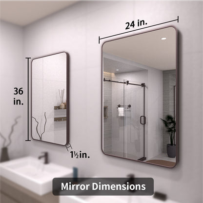 TaiMei 24 in. W x 36 in. H Vertical / Horizontal Rectangular Aluminum Framed Wall Mirror SM2436-ORB-04