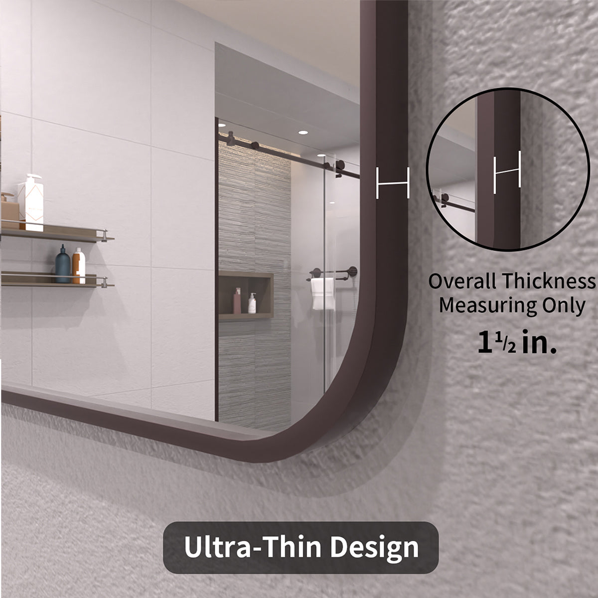 TaiMei 24 in. W x 36 in. H Vertical / Horizontal Rectangular Aluminum Framed Wall Mirror SM2436-ORB-06