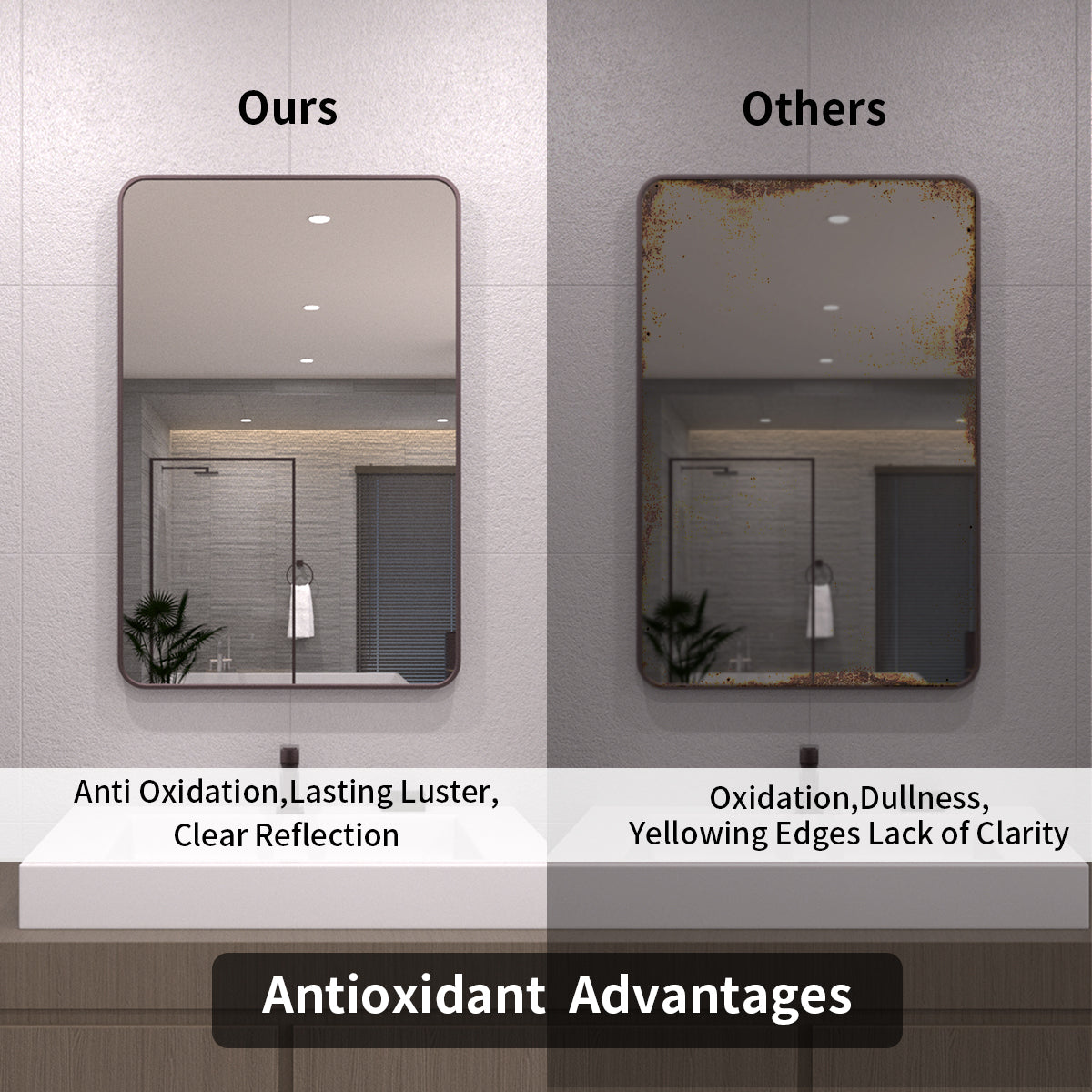 TaiMei 24 in. W x 36 in. H Vertical / Horizontal Rectangular Aluminum Framed Wall Mirror SM2436-ORB-07