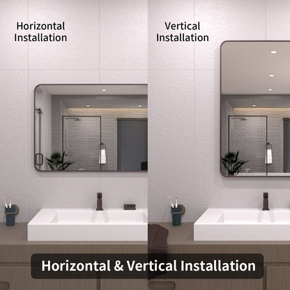 TaiMei 24 in. W x 36 in. H Vertical / Horizontal Rectangular Aluminum Framed Wall Mirror SM2436-ORB-09