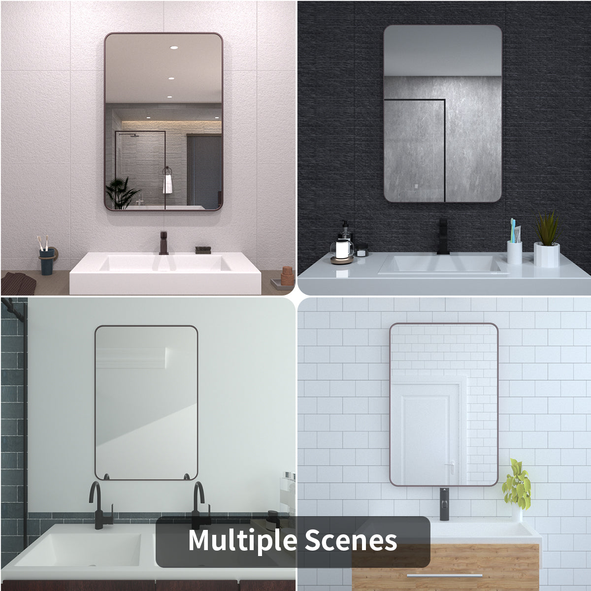 TaiMei 24 in. W x 36 in. H Vertical / Horizontal Rectangular Aluminum Framed Wall Mirror SM2436-ORB-13