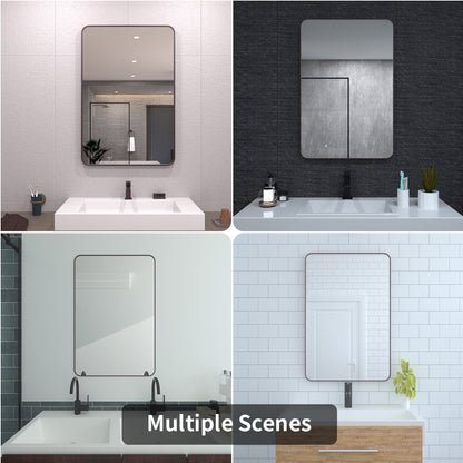 TaiMei 24 in. W x 36 in. H Vertical / Horizontal Rectangular Aluminum Framed Wall Mirror SM2436-ORB-13