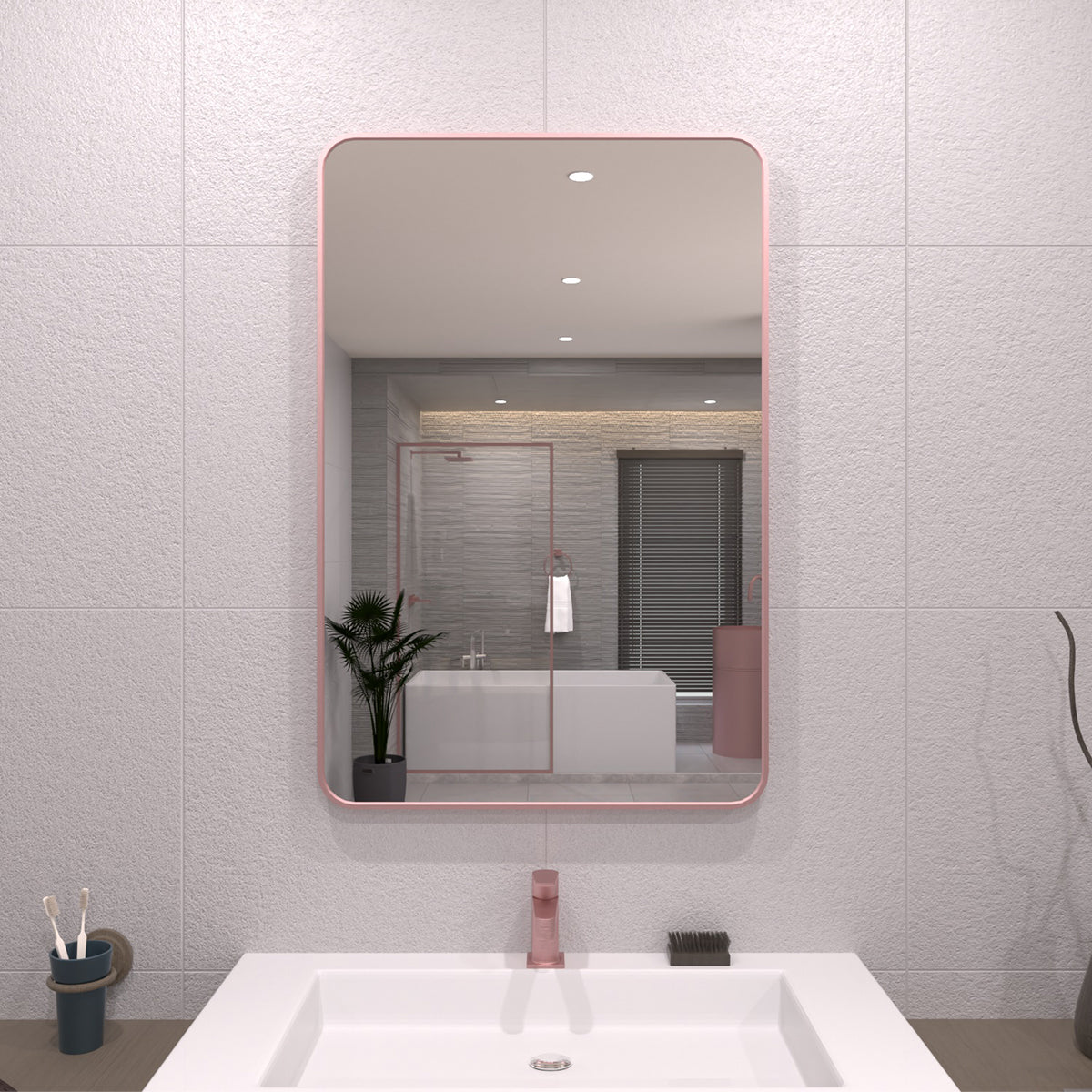 TaiMei 24 in. W x 36 in. H Vertical / Horizontal Rectangular Aluminum Framed Wall Mirror Rose gold SM2436-RS-01_13ad0ccf-b801-4139-a22c-88af8c1e66c6