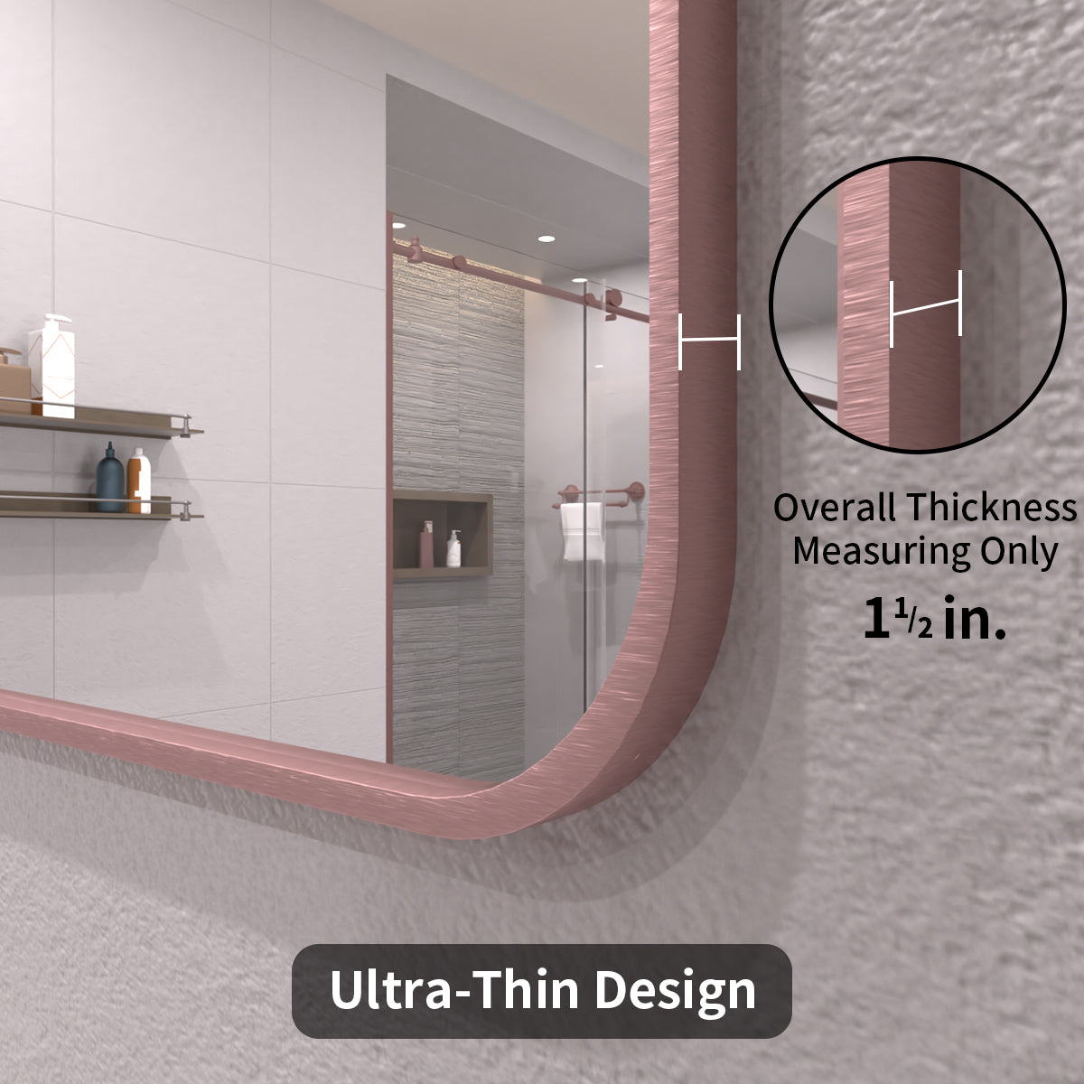 TaiMei 24 in. W x 36 in. H Vertical / Horizontal Rectangular Aluminum Framed Wall Mirror SM2436-RS-06