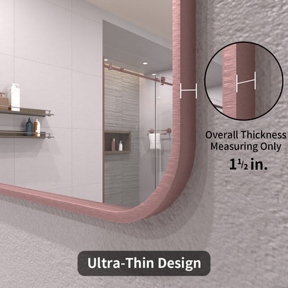 TaiMei 24 in. W x 36 in. H Vertical / Horizontal Rectangular Aluminum Framed Wall Mirror SM2436-RS-06