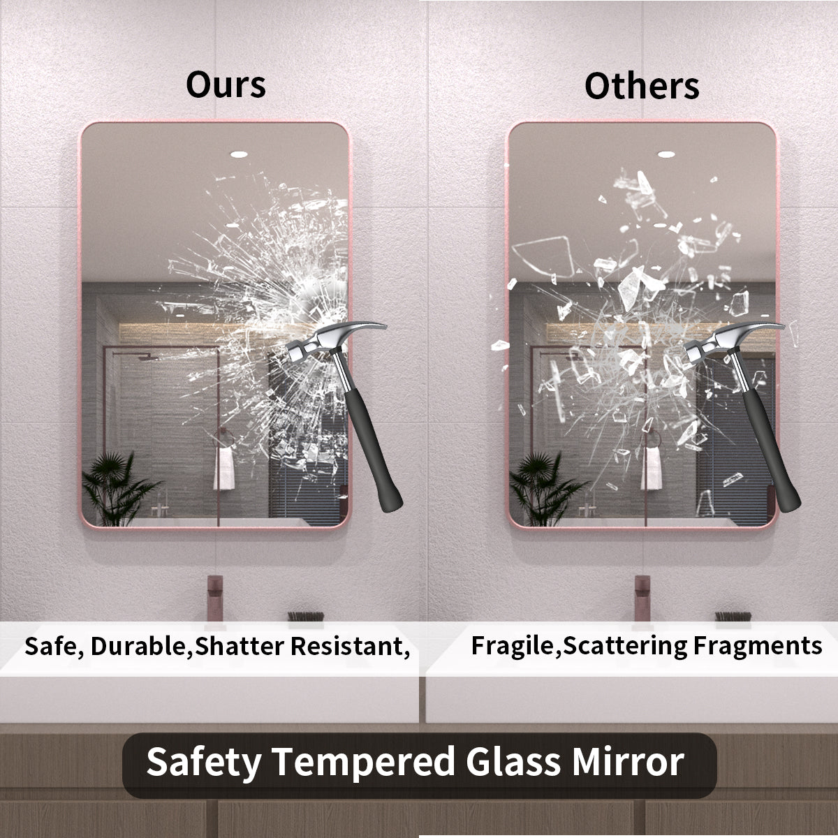 TaiMei 24 in. W x 36 in. H Vertical / Horizontal Rectangular Aluminum Framed Wall Mirror SM2436-RS-08