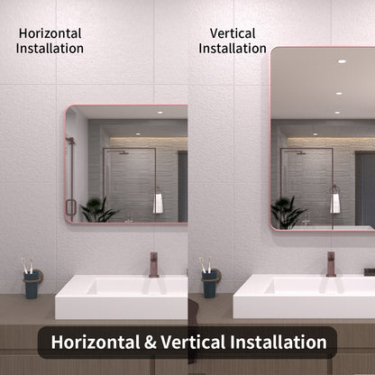 TaiMei 24 in. W x 36 in. H Vertical / Horizontal Rectangular Aluminum Framed Wall Mirror SM2436-RS-09