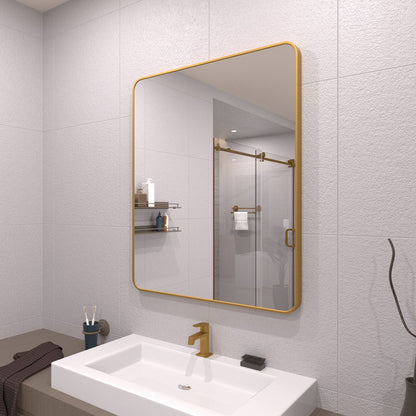 TaiMei 30 in. W x 36 in. H Vertical / Horizontal Rectangular Aluminum Framed Wall Mirror SM3036-BG-02