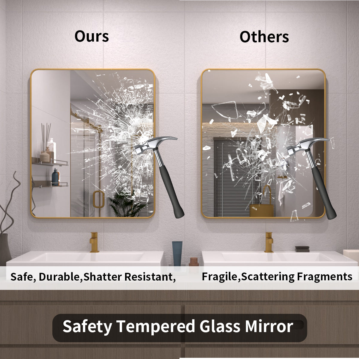 TaiMei 30 in. W x 36 in. H Vertical / Horizontal Rectangular Aluminum Framed Wall Mirror SM3036-BG-07