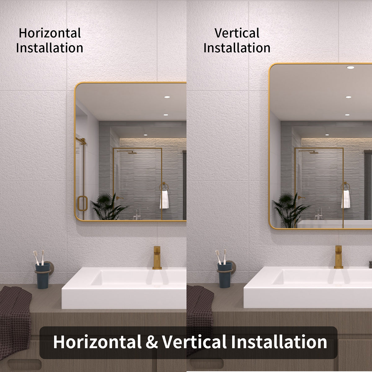 TaiMei 30 in. W x 36 in. H Vertical / Horizontal Rectangular Aluminum Framed Wall Mirror SM3036-BG-08
