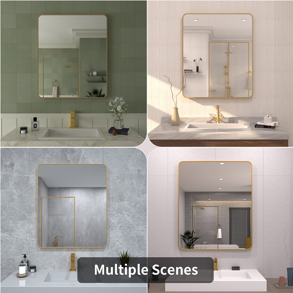 TaiMei 30 in. W x 36 in. H Vertical / Horizontal Rectangular Aluminum Framed Wall Mirror SM3036-BG-12