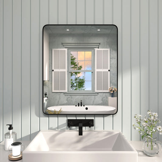 FMNP TaiMei 30 in. W x 36 in. H Rectangular Framed Wall Bathroom Vanity Mirror