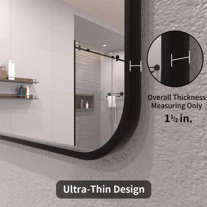 TaiMei 30 in. W x 36 in. H Vertical / Horizontal Rectangular Aluminum Framed Wall Mirror SM3036-BL-06