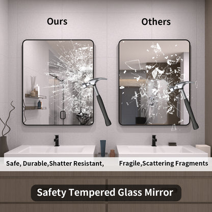 TaiMei 30 in. W x 36 in. H Vertical / Horizontal Rectangular Aluminum Framed Wall Mirror SM3036-BL-08