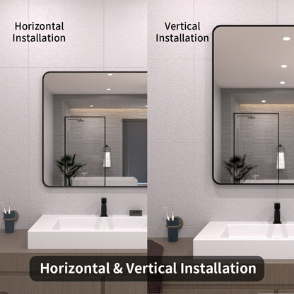 TaiMei 30 in. W x 36 in. H Vertical / Horizontal Rectangular Aluminum Framed Wall Mirror SM3036-BL-09