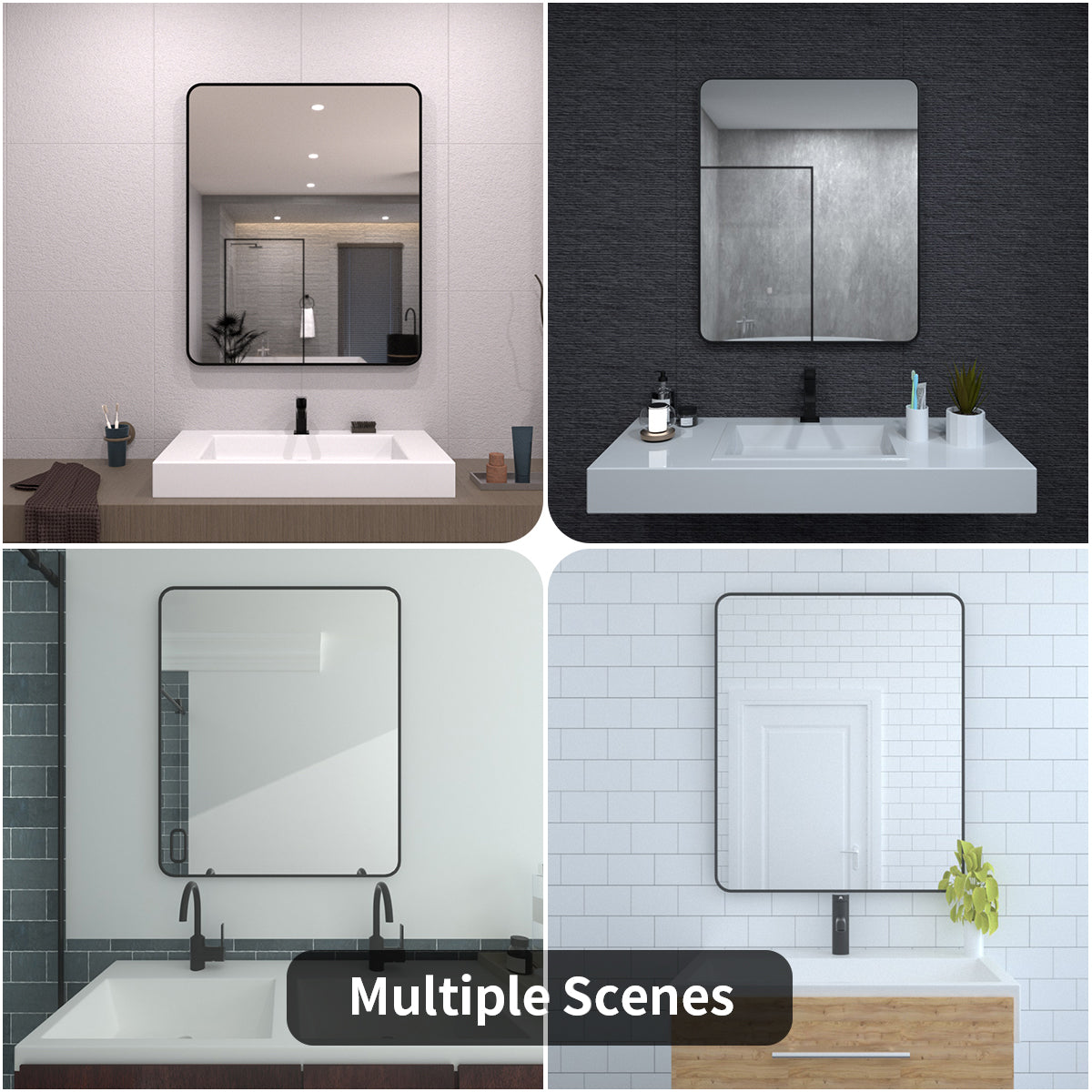 TaiMei 30 in. W x 36 in. H Vertical / Horizontal Rectangular Aluminum Framed Wall Mirror SM3036-BL-13