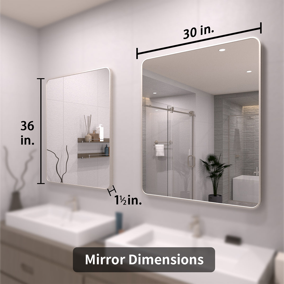 TaiMei 30 in. W x 36 in. H Vertical / Horizontal Rectangular Aluminum Framed Wall Mirror SM3036-BN-04