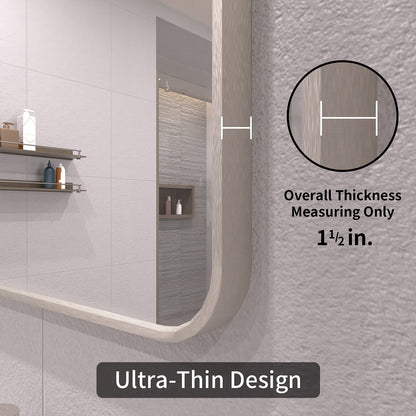 TaiMei 30 in. W x 36 in. H Vertical / Horizontal Rectangular Aluminum Framed Wall Mirror SM3036-BN-05