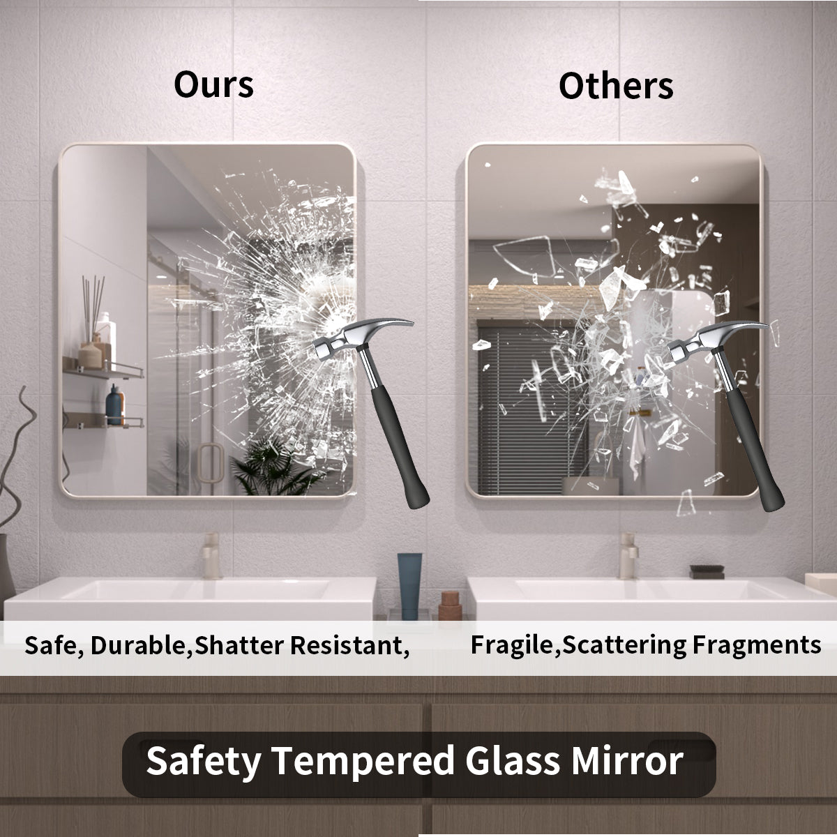 TaiMei 30 in. W x 36 in. H Vertical / Horizontal Rectangular Aluminum Framed Wall Mirror SM3036-BN-07