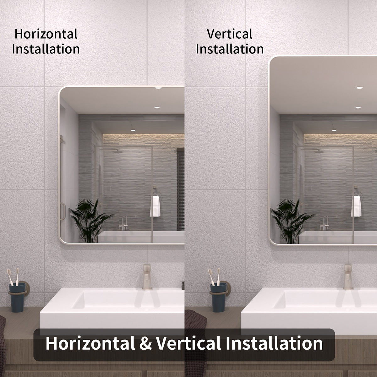 TaiMei 30 in. W x 36 in. H Vertical / Horizontal Rectangular Aluminum Framed Wall Mirror SM3036-BN-08
