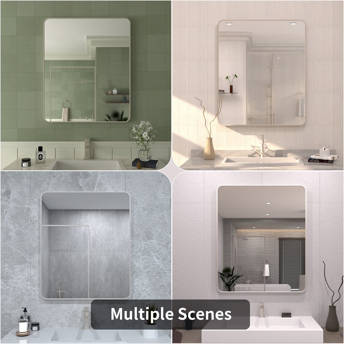 TaiMei 30 in. W x 36 in. H Vertical / Horizontal Rectangular Aluminum Framed Wall Mirror SM3036-BN-12