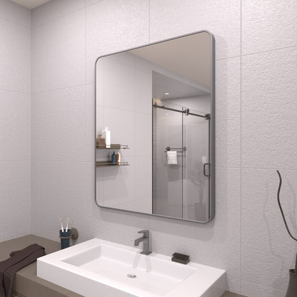 TaiMei 30 in. W x 36 in. H Vertical / Horizontal Rectangular Aluminum Framed Wall Mirror SM3036-GY-02