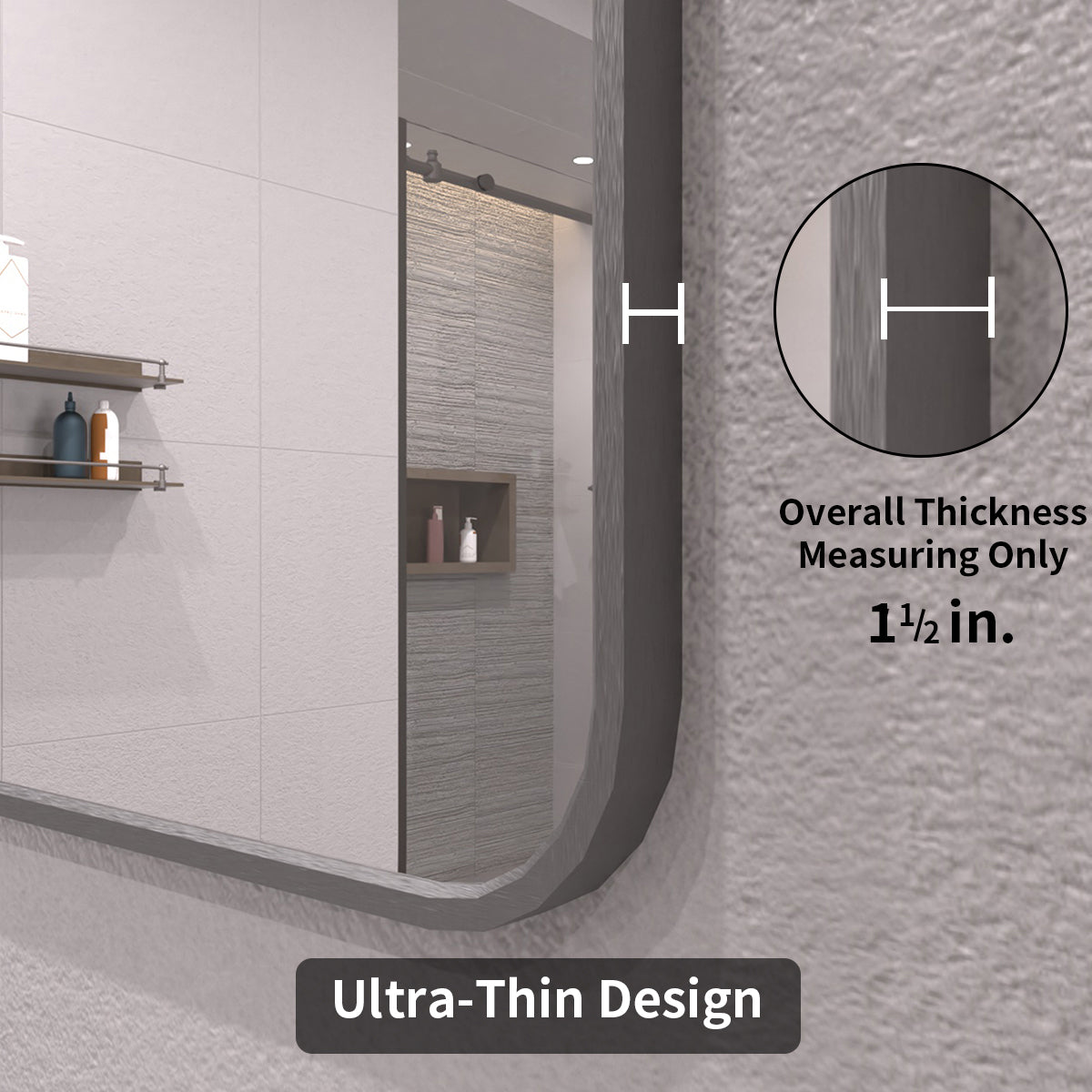 TaiMei 30 in. W x 36 in. H Vertical / Horizontal Rectangular Aluminum Framed Wall Mirror SM3036-GY-05