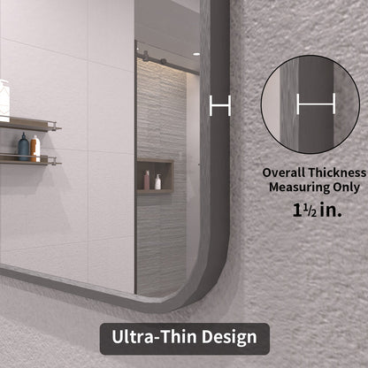 TaiMei 30 in. W x 36 in. H Vertical / Horizontal Rectangular Aluminum Framed Wall Mirror SM3036-GY-05
